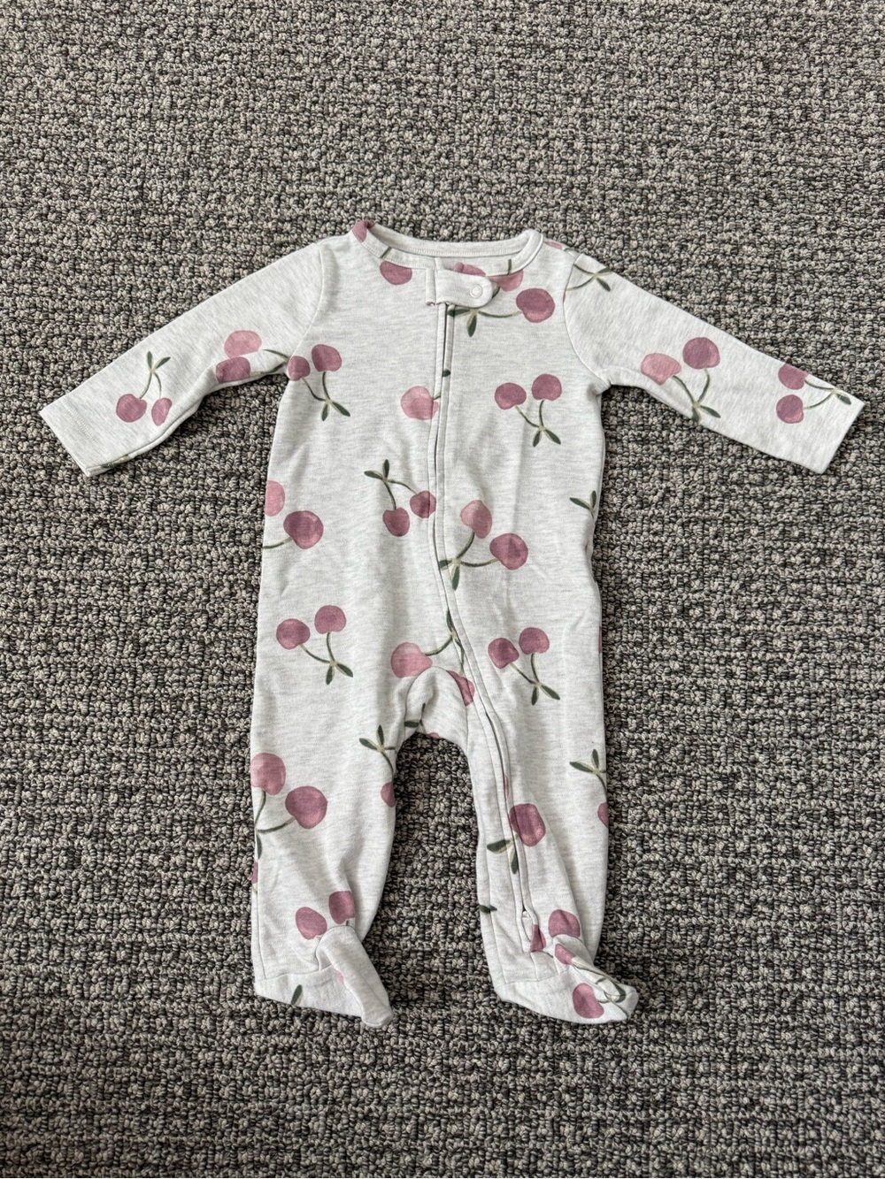 Pink Cherry Print Zipper Footie Pajama (NWOT)